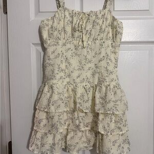 Altar'd State Ivory Floral Ruffle Dress